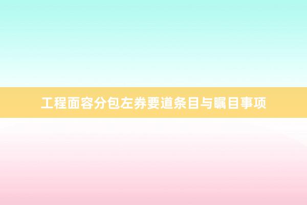 工程面容分包左券要道条目与瞩目事项